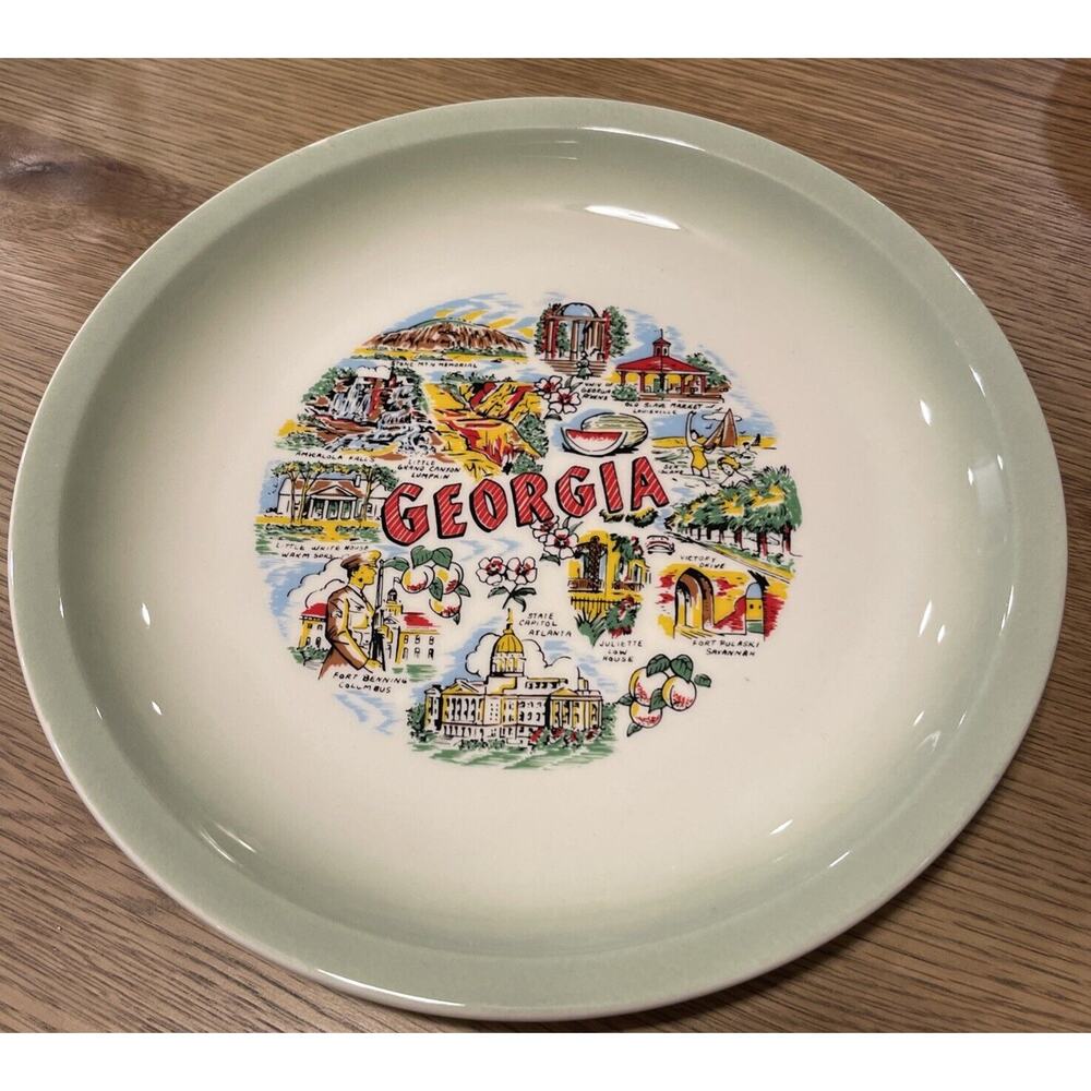 Vintage Souvenir State Plate Georgia 10.25” Decorative